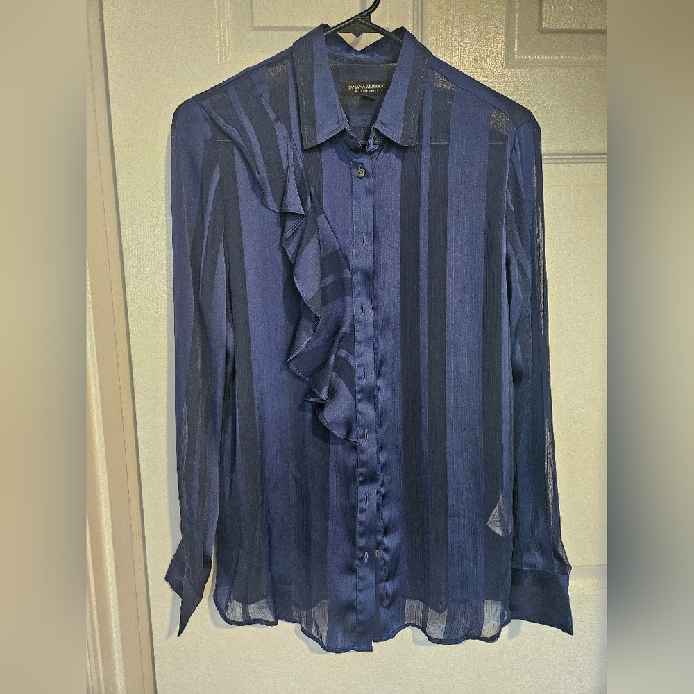 Banana Republic Blue Ruffled Blouse